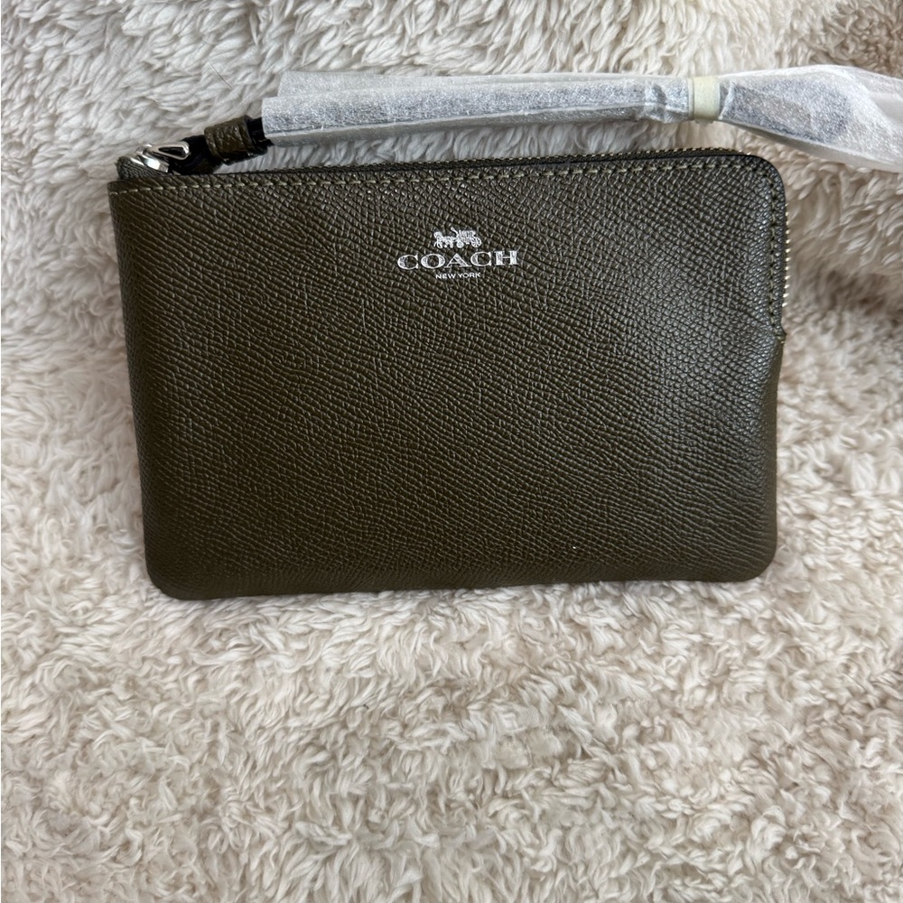 Coach Dark Green Leather Pouch
